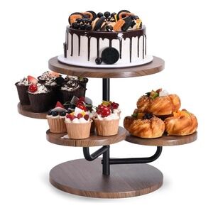 NWT NIB ~ 4 Tier Wooden Round Cupcake Tower Stand ~ Plant Stand - Not Assembled